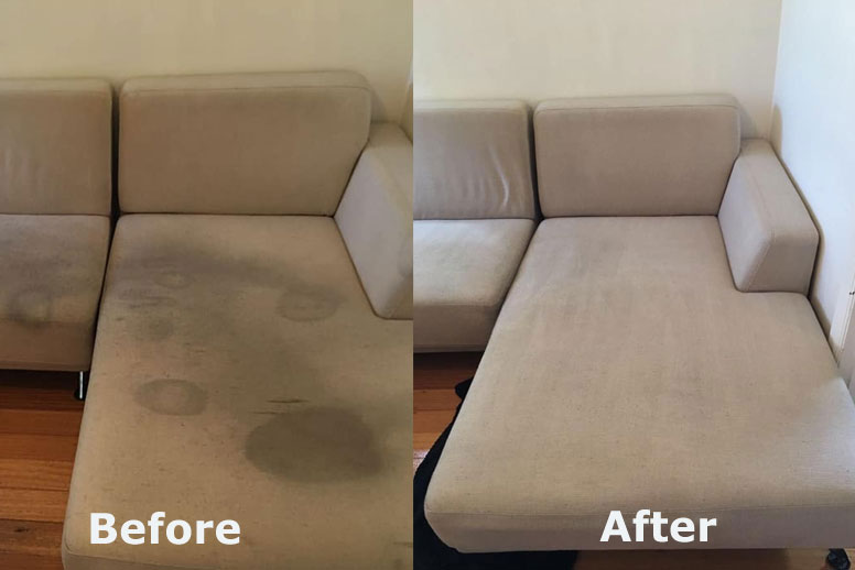 before and after cleaning sofa