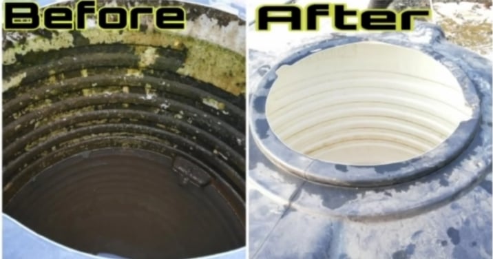 Before cleaning and after cleaning image of water tank 